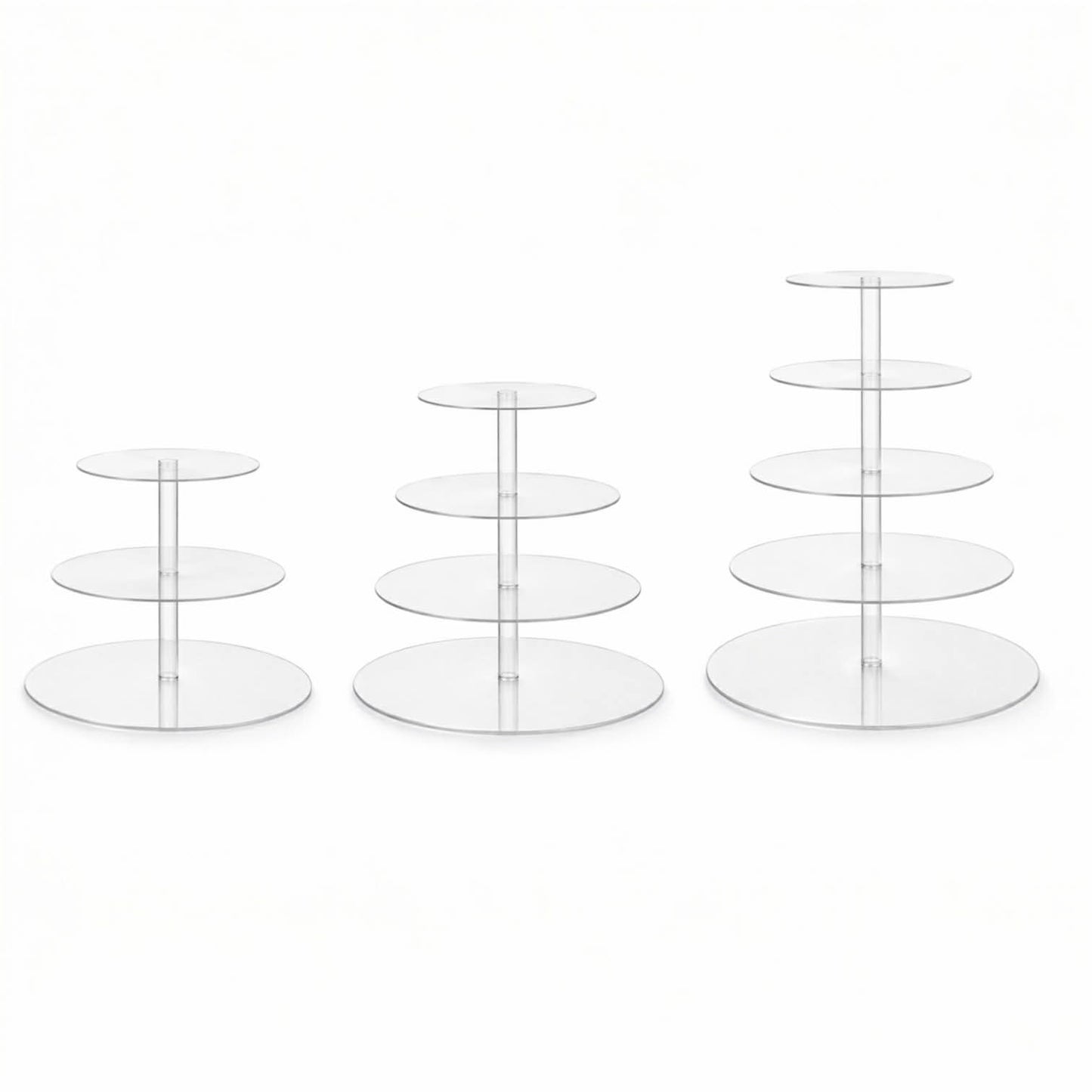 Set of clear acrylic cake stands 3 tier, 4 tier & 5 tier 