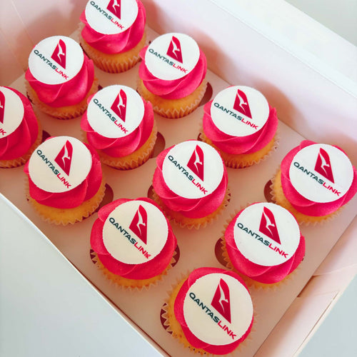 Mini Cupcakes with QantasLink logo 